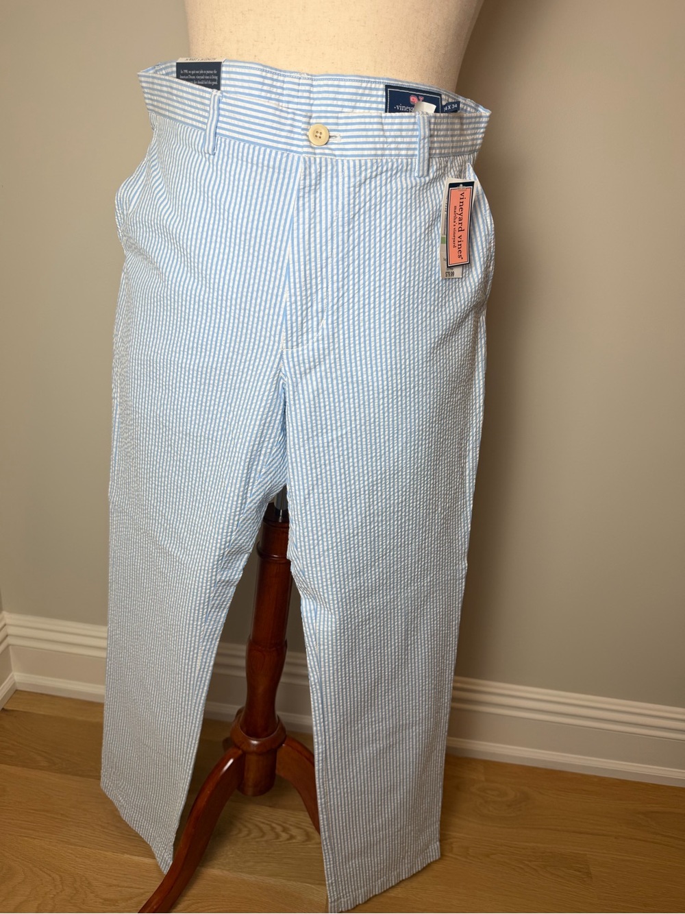 NWT Vineyard Vines Blue and White Striped Seersucker Pants